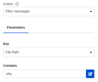 Filter message to file paths containing .shp